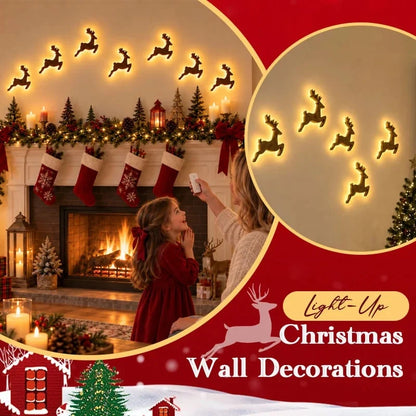 7Pcs/set LED Reindeer Wall Decorations - Festive Christmas Lighting