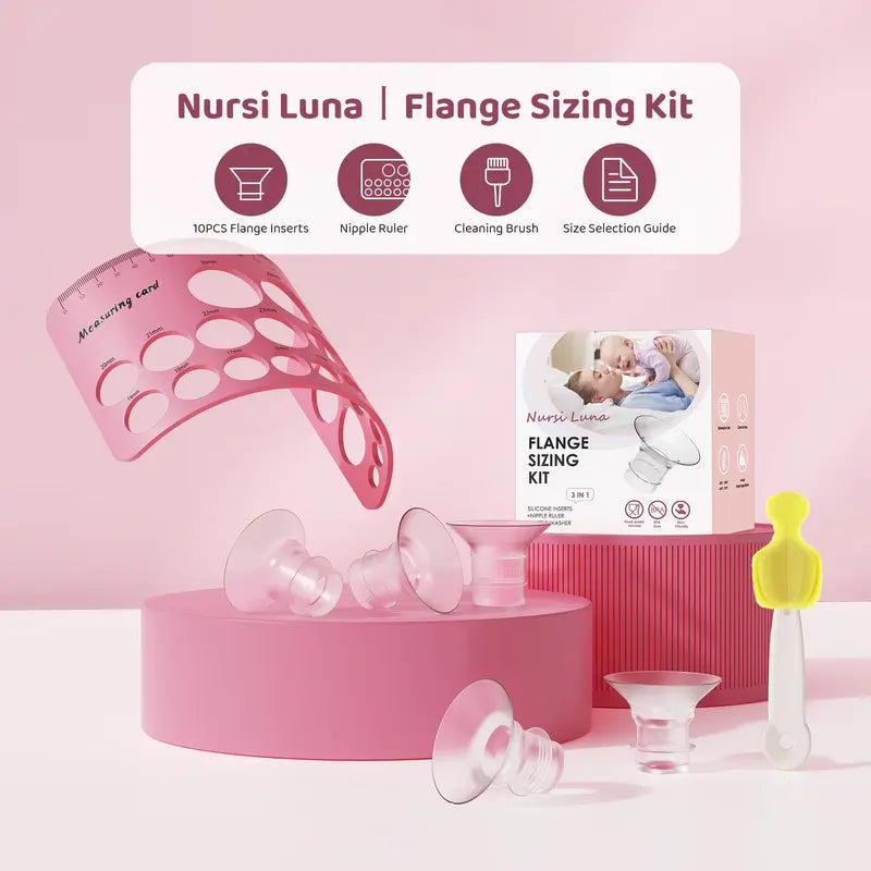 Flange Sizing Kit 3 in 1 Ultimate with 10PCS Flange Inserts 13/15/17/19/21mm, Measuring Ruler, Cleaning Brush
