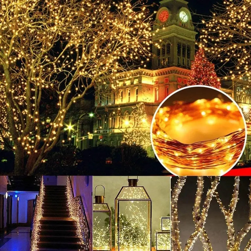 2-Pack Solar Outdoor String Lights, 80FT 200 LED Waterproof 8 Modes