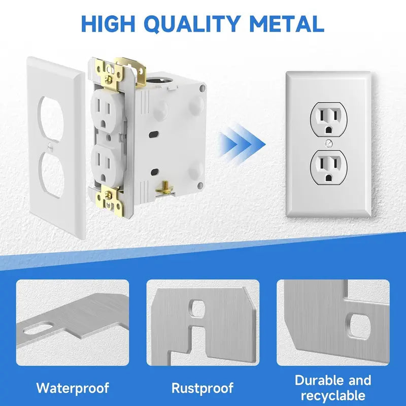 10 Pcs Wall Plate Spacer,Spacers for Electrical Outlets, Metal Flush Fit Device Leveling Plates