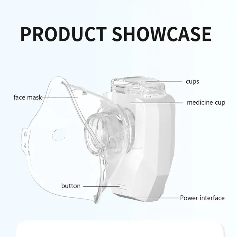 Portable Ultrasonic Mesh Nebulizer - USB Rechargeable, 200mA Lithium Battery, Adjustable Nebulization Rate