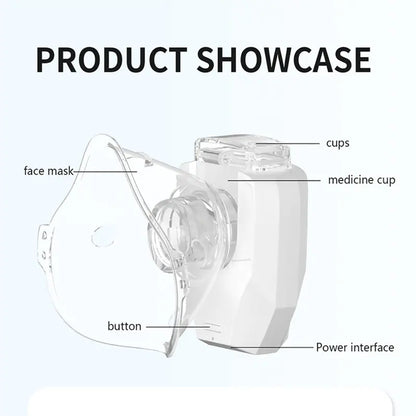 Portable Ultrasonic Mesh Nebulizer - USB Rechargeable, 200mA Lithium Battery, Adjustable Nebulization Rate