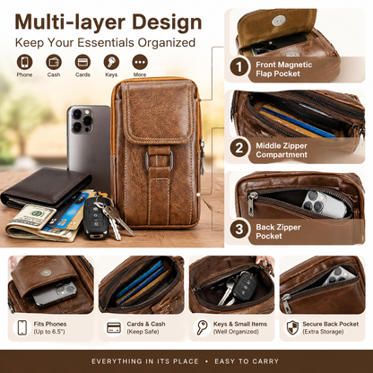 Small Crossbody Bags for Man, Mini Waist Packs Mobile Phone Wallet