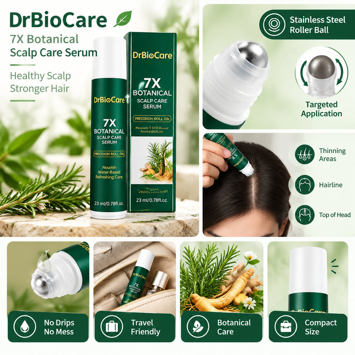 Hair Growth Serum Roller – Nourishes the Scalp for Fuller-looking Hair