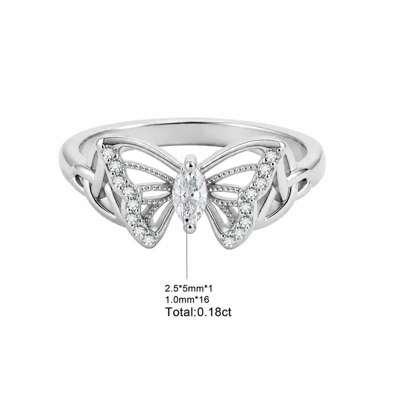 Butterfly Ring with 5A Cubic Zirconia Accent, Celtic Knot Design