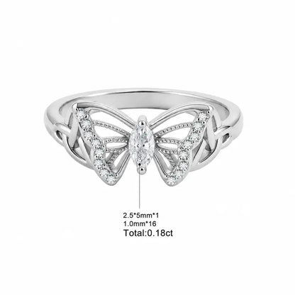Butterfly Ring with 5A Cubic Zirconia Accent, Celtic Knot Design