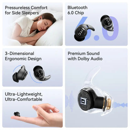 Bluetooth Wireless Earbuds Sleep Earphones,Bluetooth 6.0,Noise-Canceling Earphones
