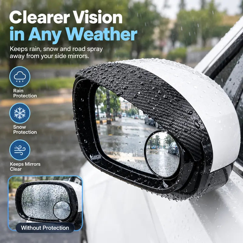 2Pcs Car Rearview Mirror Rain Visor with 360° Adjustable Blind Spot