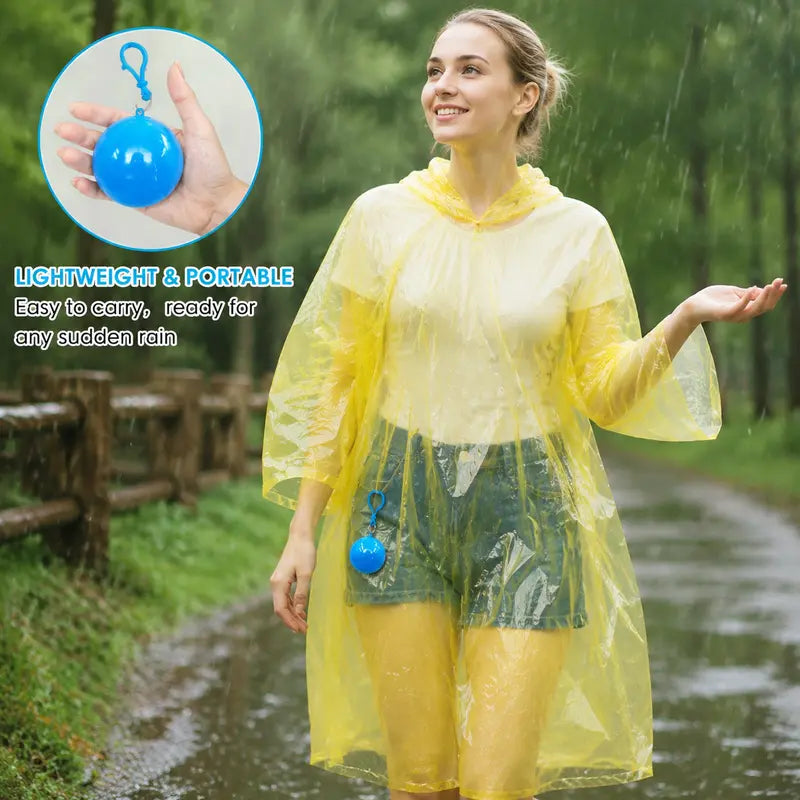 5Pcs Portable Disposable Emergency Raincoats Waterproof Rain Poncho in A Ball