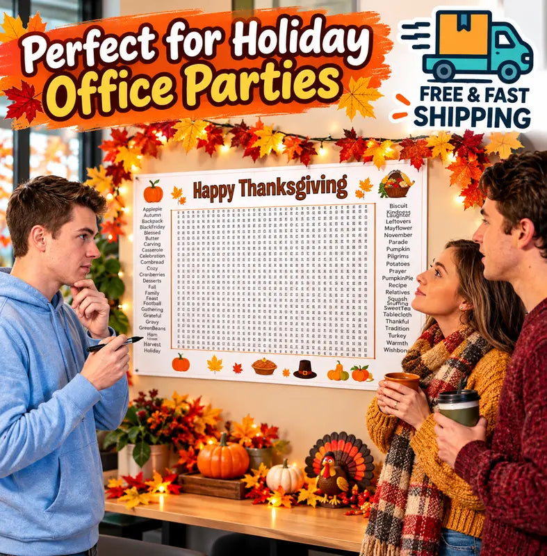 Glossy Print Thanksgiving Word Search Jumbo Poster, 36x24''
