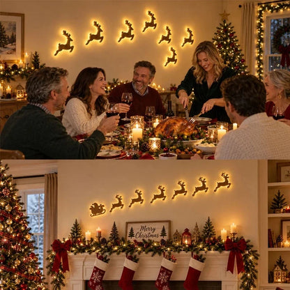 7Pcs/set LED Reindeer Wall Decorations - Festive Christmas Lighting