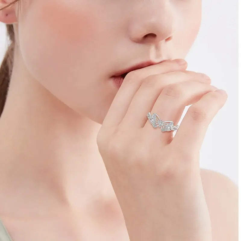 Butterfly Ring with 5A Cubic Zirconia Accent, Celtic Knot Design