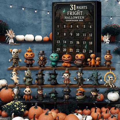 Halloween Countdown Box with Figurines - Advent Calendar Scary Mini Dolls Gift Boxs