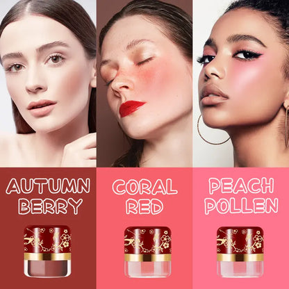 3-Pack Easy-Apply Blush Makeup Set with Built-In Mirror for Quick