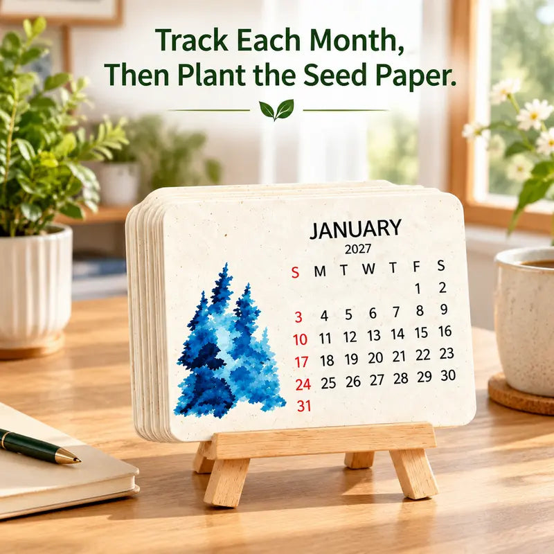 Eco-Friendly Plantable Grain Calendar 2027 with Stand