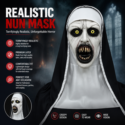 Nun Scary Latex Mask Halloween Party Horror Nun Mask
