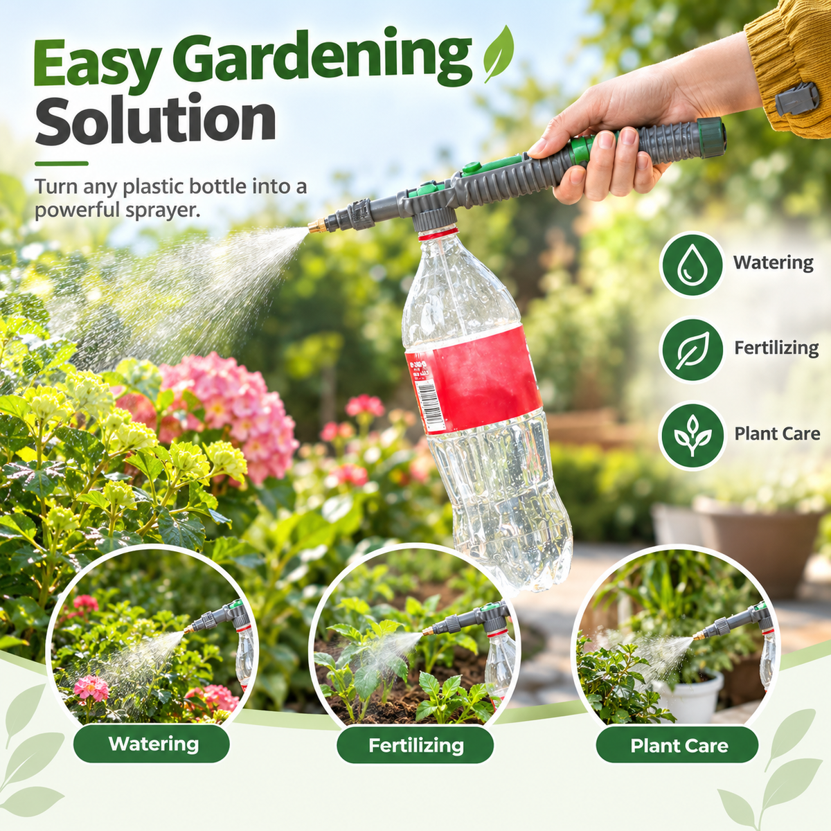2Pcs Handheld Sprayer - High Pressure Air Pump Manual Sprayer with Adjustable Nozzle