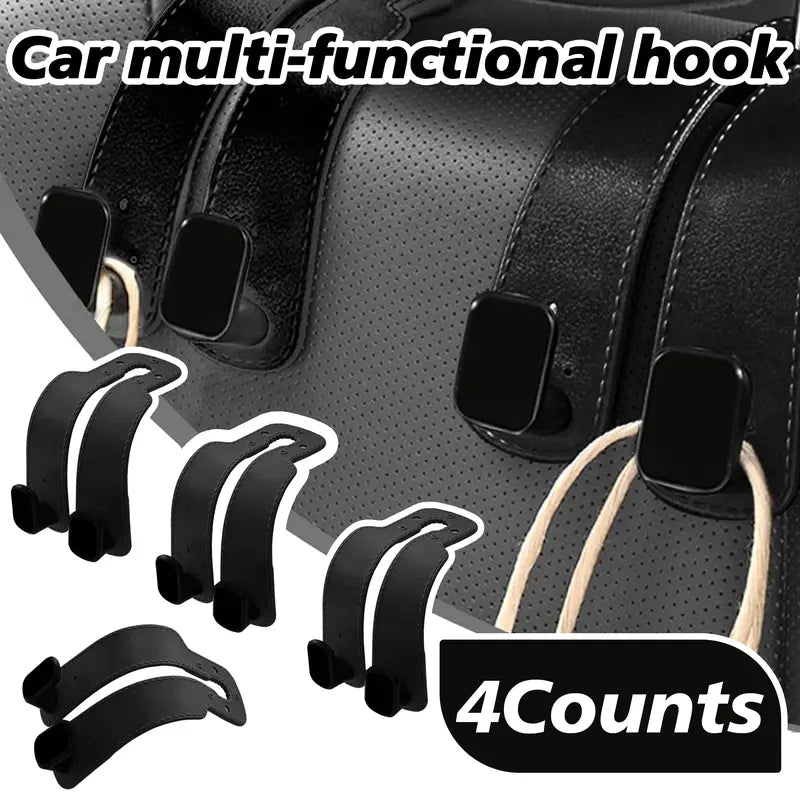 4 Counts Car Seat Back Storage Hook, Tool-Free Installation Headrest Hooks