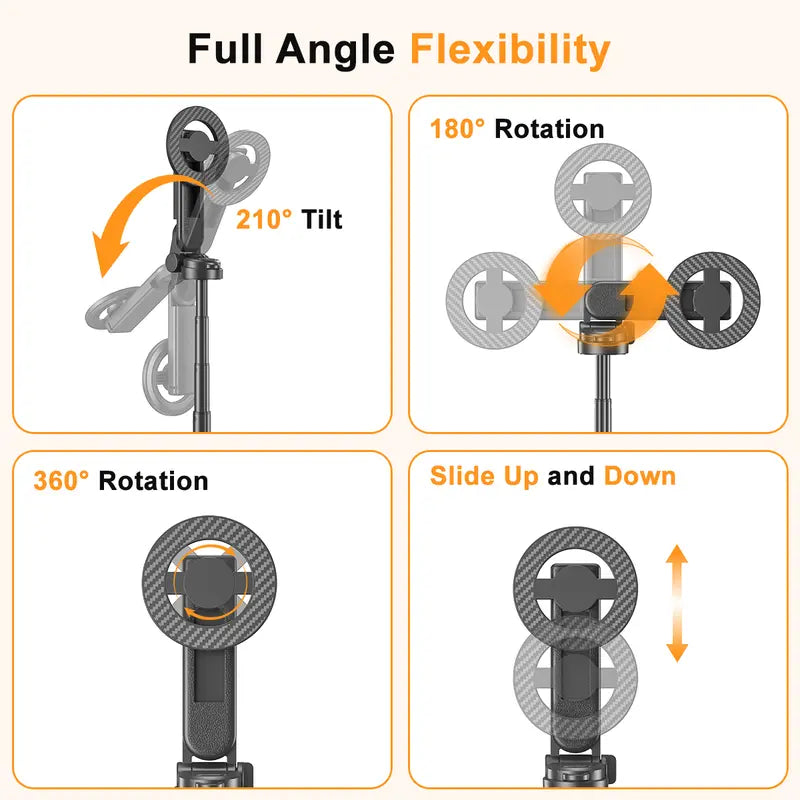 Upgraded 5-in-1 Magnetic Selfie Stick with 360° Rotatable Adjustable Magnetic Tripod Stand