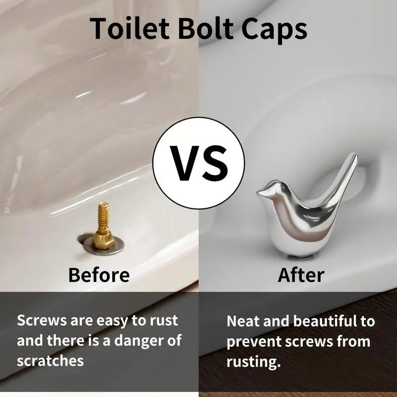 Bird-Shaped Toilet Bolt Cover Set, 2 Pieces, Easy-Install