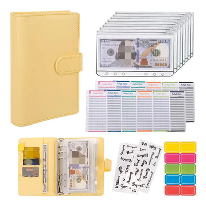 A6 Budget Binder Set 12pcs Budget Sheets & 8 Counts Binder Pockets & 10pcs Multi-colored Labels