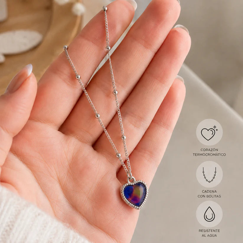 Mood Pendant Necklace Heart-Shaped Temperature-Sensitive Color-Changing Necklace