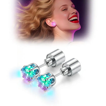 LED Earrings, Light Up Stud Earrings, Glowing Diamond Crown Pendant Earring