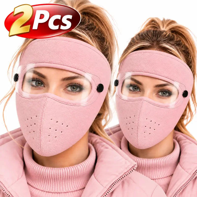 2PCS Winter Face Mask with Detachable Goggles, Windproof Thermal
