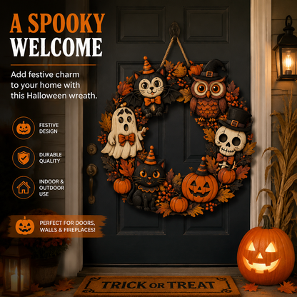 Halloween Door Hanger, Pumpkin Welcome Sign, Fall Front Door Decor