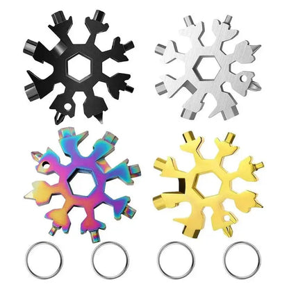 4PCS 18-in-1 Snowflake Multi Tool, Stainless Steel Wrench with Screwdriver & Bottle Opener