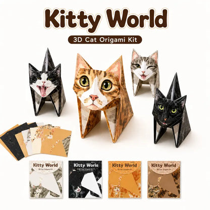 60PCS 3D Cat Origami Kit, DIY Paper Cat Craft Set