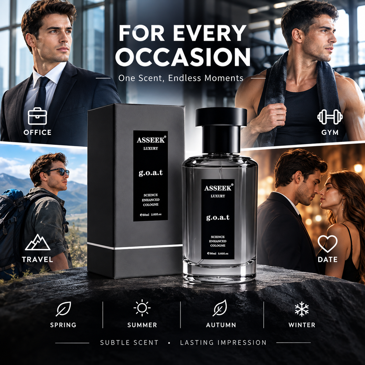 Luxury G.O.A.T Perfume for Men, Upgraded Long-Lasting Woody Citrus Fragrance with Fresh Masculine Notes