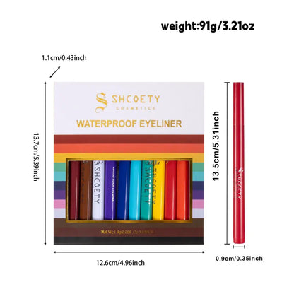 12 PCS Matte Liquid Eyeliner Set Rainbow Neon Waterproof Smudgeproof