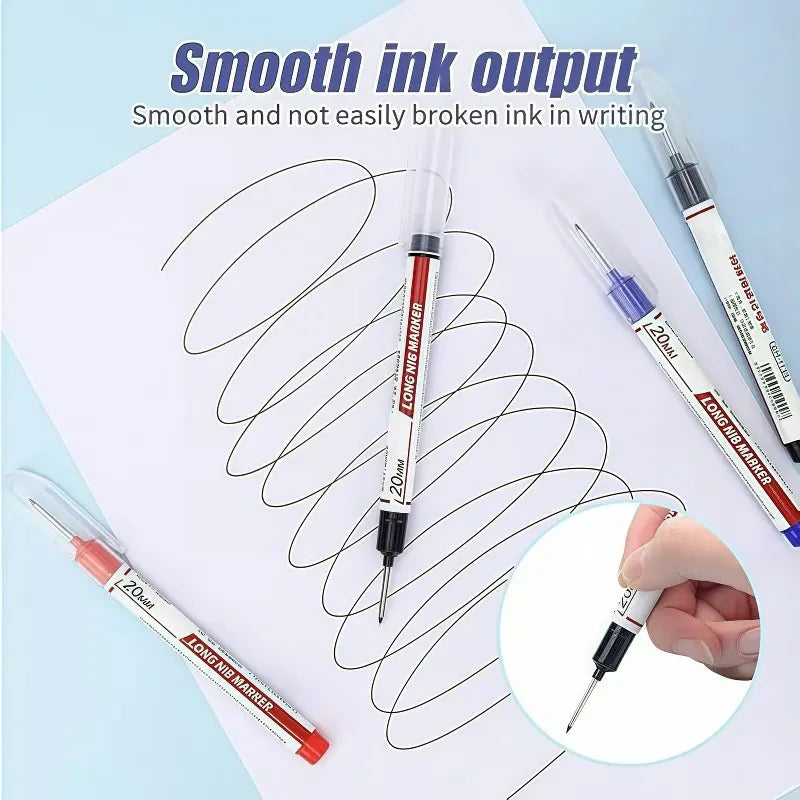 5Color Long Handled Markers with 1.5mm Long Nibs for Deep Hole Marking