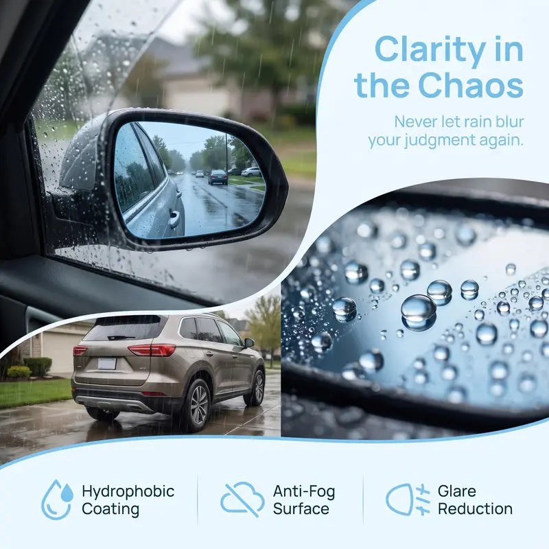 4 Counts Car Rearview Mirror Film, Anti Fog Glare Rainproof Waterproof Protective Sticker