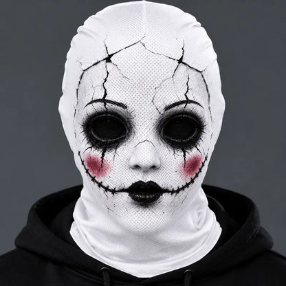 Flat Printed Breathable Mesh Cracked Porcelain Doll Full Head Cover