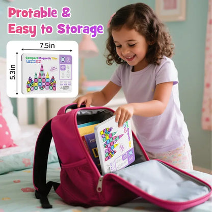 Mini Magnetic Building Blocks, 40 Pieces - Montessori Education Magnetic Travel Building Set
