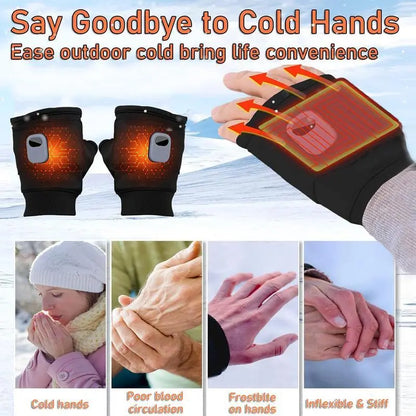 Unisex Rechargeable Fingerless Cut Heated Gloves 5s Heat Boost