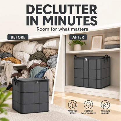Spacious Moving Storage Bin, Zippered Organizer for Quilts, Bedding & Sweaters