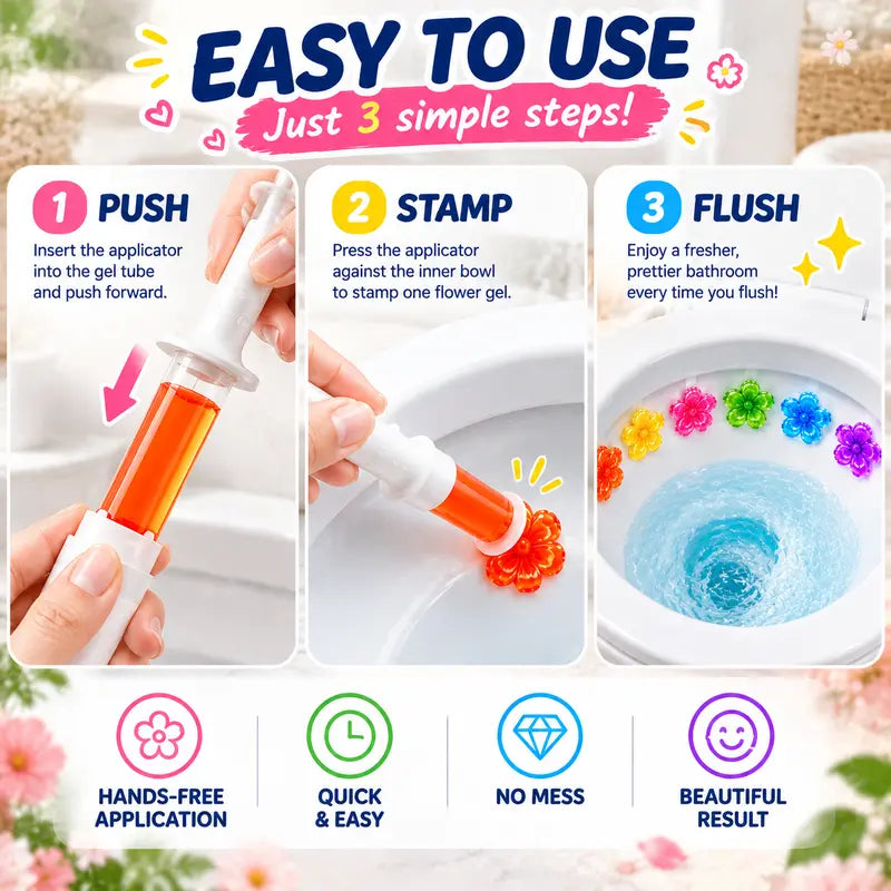 (3 Pack)42 Flower Toilet Gel Stamps – 9 Fresh Scents