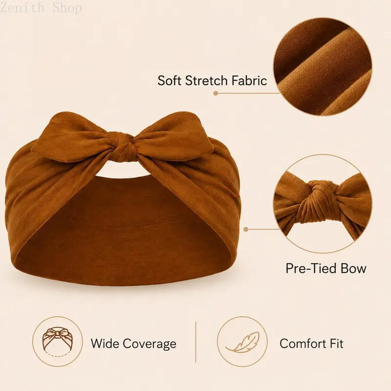 4PCS Women's Bow Embellishment Headbands Soft Non-Slip Elastic