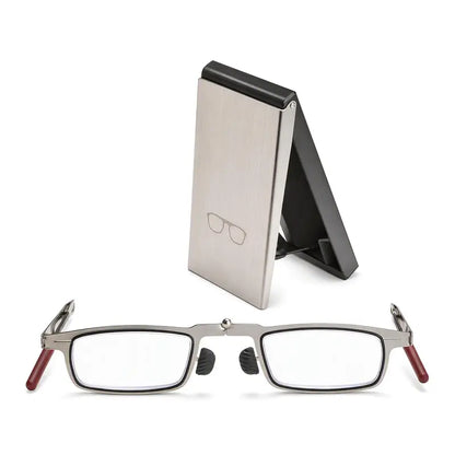 Portable Folding Pocket Reading Glasses for Men, with Slim Storage Case