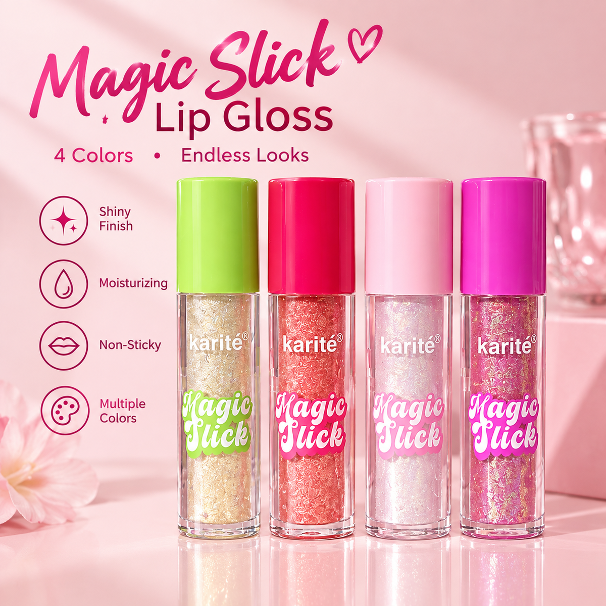 4-Piece Volumizing & High-Shine Lip Glaze Set — Moisturizing & Glossy Lip Oil