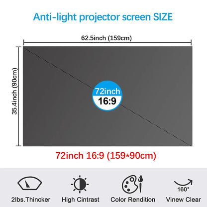 4K UHD Anti-Light Foldable Portable Projector Scree for Home Theater