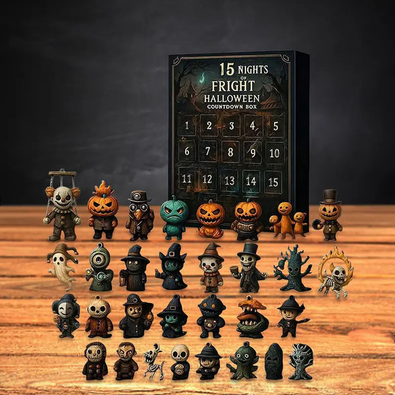 Halloween Countdown Box with Figurines - Advent Calendar Scary Mini Dolls Gift Boxs