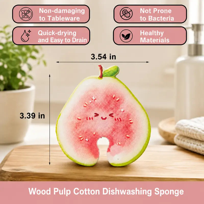 6PCS Compressed Cellulose Sponges - Fruit-Shaped Natural Pop-Up