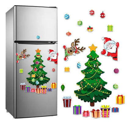 Christmas Refrigerator Magnets DIY Fridge Santa Reindeer Snowman
