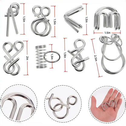 24Pcs Unisex Irregular Shapes Steel Wire Brain Teaser Puzzle Set - Waterproof Metal Chain Logic Games