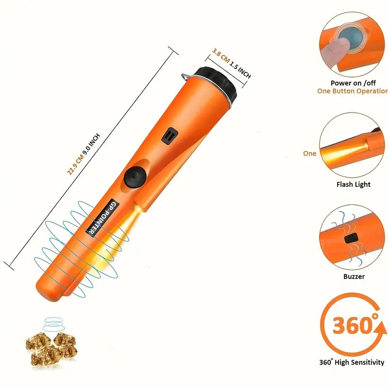 Handheld Metal Detector Pinpointer - 128°/360° Detection
