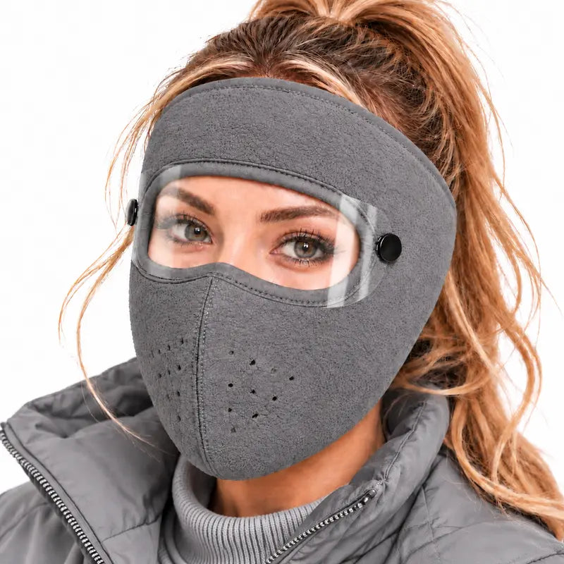 Winter Face Mask with Detachable Goggles, Windproof Thermal